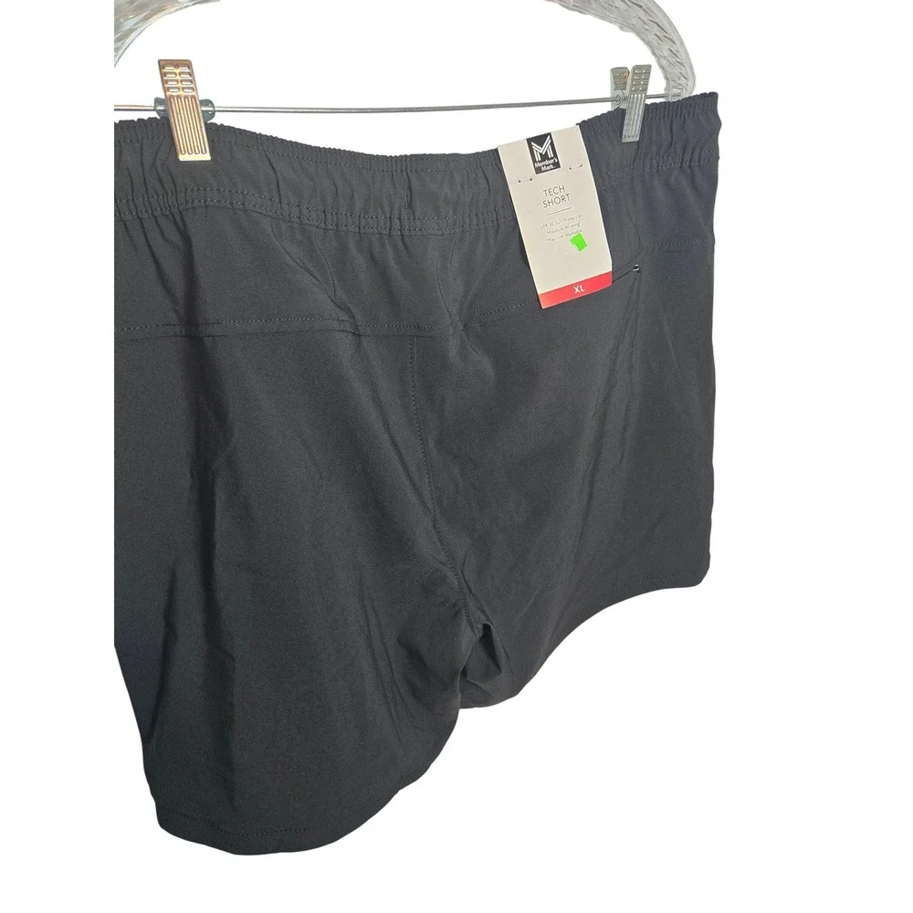 Members Mark Mens Tech Shorts Black XL UPF 30 Moisture Wicking Athletic Workout